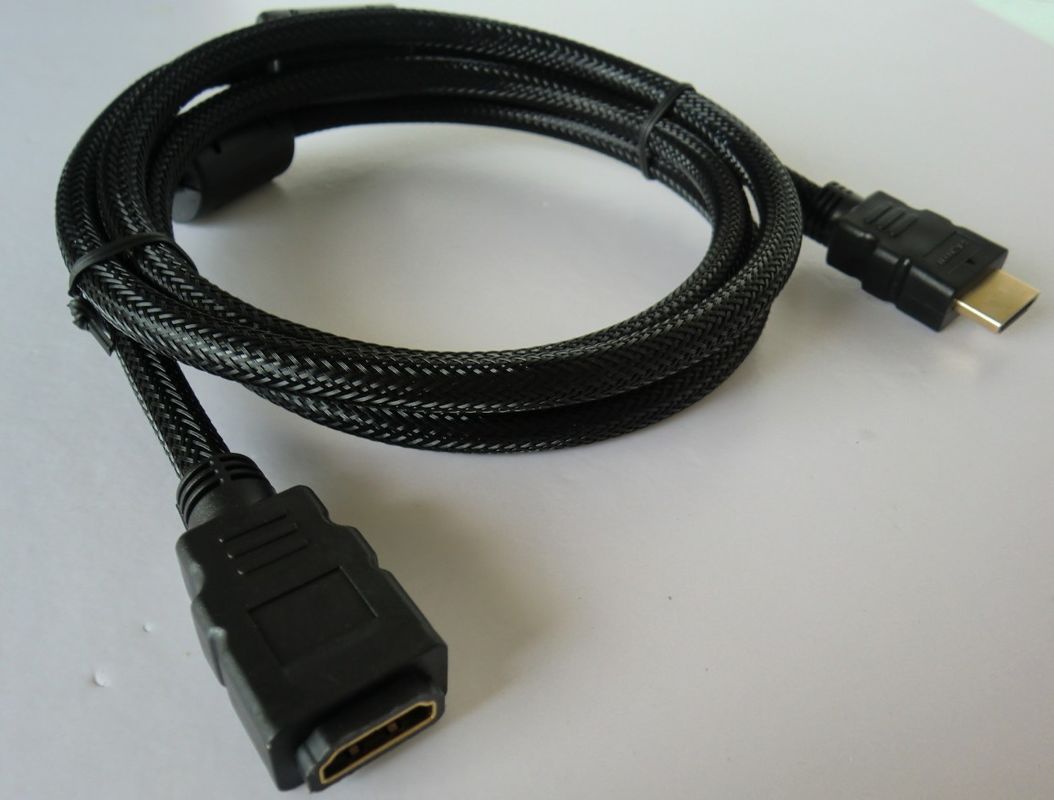 Μαύρο 1.4 HDMI καλώδιο χρυσού επιμεταλλωμένα M/F, 3D υποστήριξη 1 M, 1.5M, 3 M, 5 M 1080p HDMI καλώδια